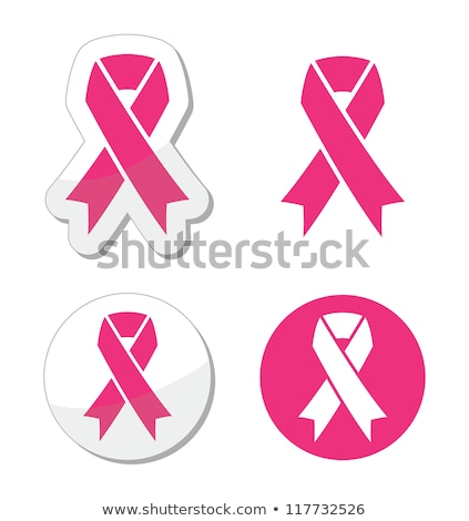 Breast Cancer Woman With Pink Ribbon Buttons Set [[stock_photo]] © RedKoala