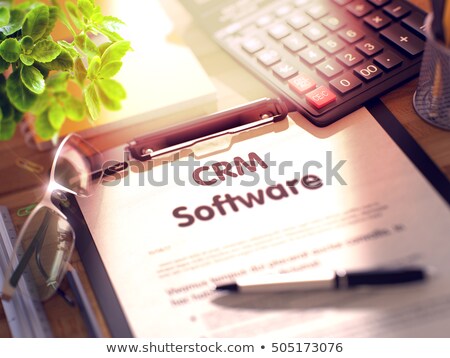 Foto stock: Crm Software On Clipboard 3d