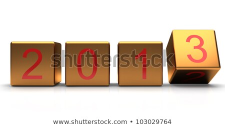 Stockfoto: Gold New Year 2013 With Red Cubes