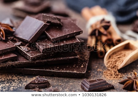 Foto stock: Dark Chocolate Bar Pieces Closeup Sweet Food Photo Concept