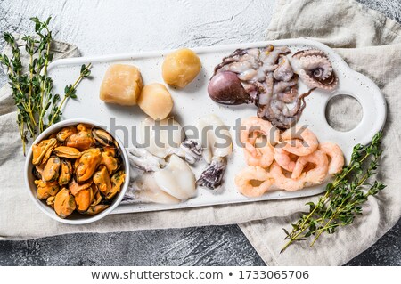 Сток-фото: Shrimps And Squid At A Market