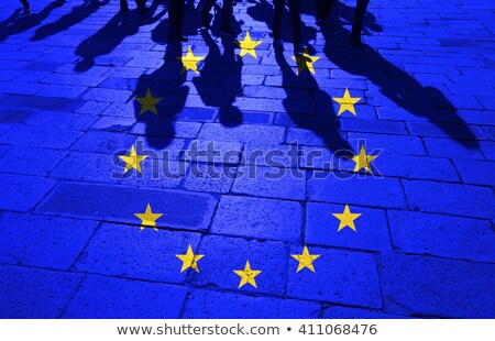 Stock photo: Man With Flag Of European Union In A Crowd