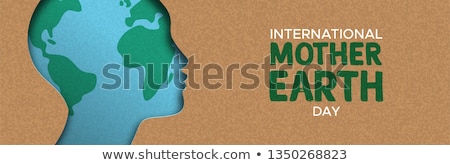 Сток-фото: Mother Earth Day Banner Of Paper Cut Woman Head