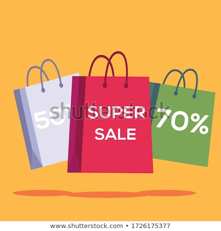 Foto stock: Super Price Shopping Bag With Text Banner Vector