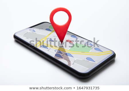 ストックフォト: Cellphone With Map Pin Pointer On White Surface