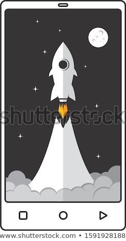 Сток-фото: Hand Phone Mobile App Speed Booster Space Rocket