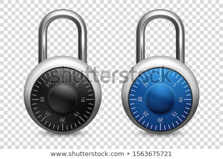 Foto stock: Vector 3d Realistic Closed Metal Steel Chrome Silver Padlock With Reflection Icon Closeup Isolated O