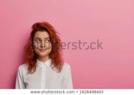 Stock fotó: Beautiful Redheaded Girl In Pink Clothes Isolated On A White Background Cosmeticology Spa