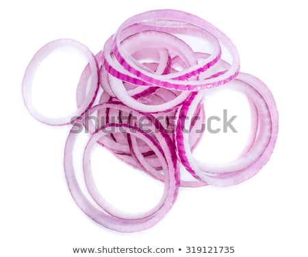 Stock fotó: Sliced Red Onion Over White