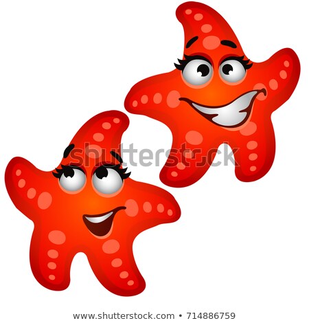 Set Of Funny Laughing Starfish Isolated On White Background Vector Cartoon Close Up Illustration Foto stock © lady-luck