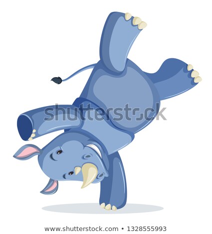 ストックフォト: Happy Handstanding Cute Rhino