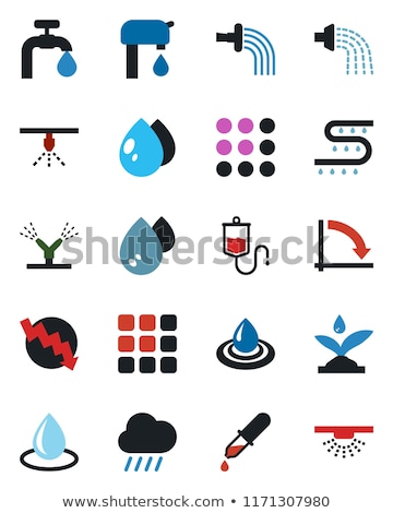 Foto stock: Water Sprinkler Irrigation Flat Vector Icon