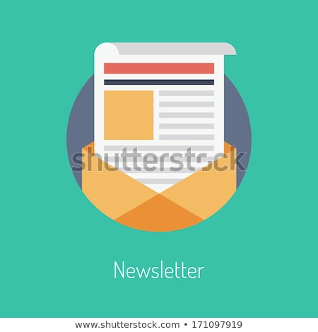 Сток-фото: Flat Design Concept Of Regularly Distributed News Publication Via E Mail With Some Topics Of Interes
