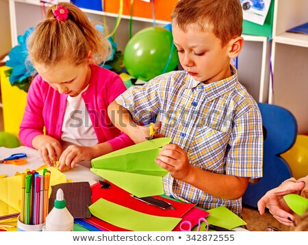 Stock foto: Desk With Chair Paper Plane Origami School Table