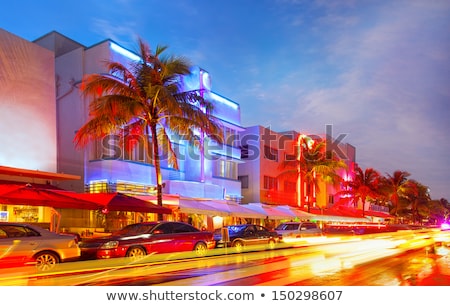 Stock photo: Blurred Night Colorful Lights In Miami Beach