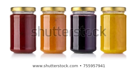 Zdjęcia stock: Glass Jars With Homemade Jam Preserved Fruits