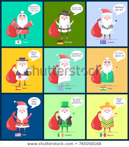 Stock foto: Iceland And Spain Santa Clauses Vector Illustration