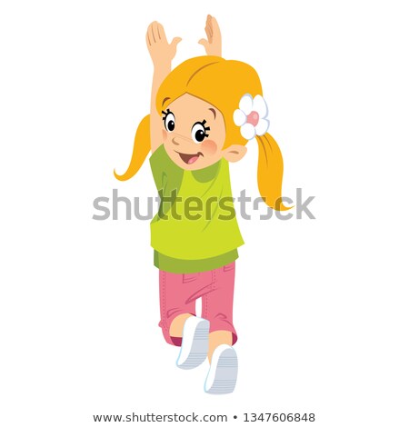 Stok fotoğraf: Happy Little Girl Trying To Reach Something While Looking Us