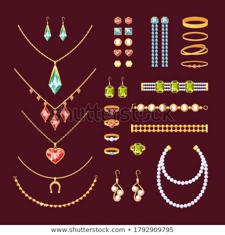 ストックフォト: Set Of Golden Jewelry Items With Pearls Vector