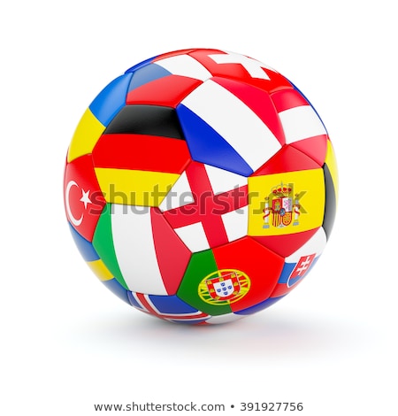 Foto stock: Soccer Ball With Ukraine And Poland Flags