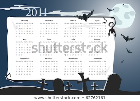 Vector Halloween Kalender 2011 Met Begraafplaats Stockfoto © Elisanth