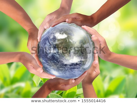 Stock fotó: Green Earth Globe In Human Hands