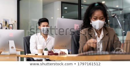 Foto stock: Foreground Portrait Of A Man With A Mask