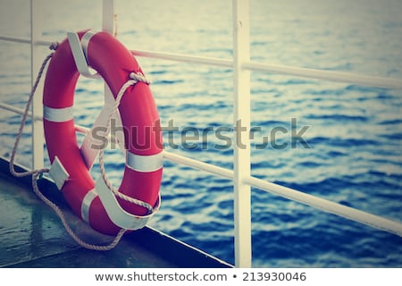 Foto stock: White Life Buoy On The Boat Fence