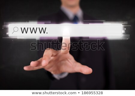 Stock foto: Young Businessman Touching Web Browser Address Bar With Www Sign