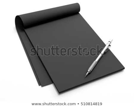 Stock fotó: Opened Black Notepad With Silver Pen 3d Rendering