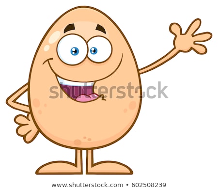 Happy Egg Cartoon Mascot Character Waving For Greeting Stock foto © HitToon