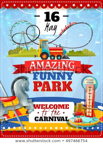 Foto stock: Playground In Park Poster Vector Illustration