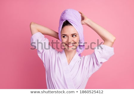 Foto stock: Girl In Bathrobe