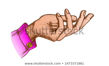 Stock fotó: Elegant Girl Hand Gesture Open Palm Vintage Vector