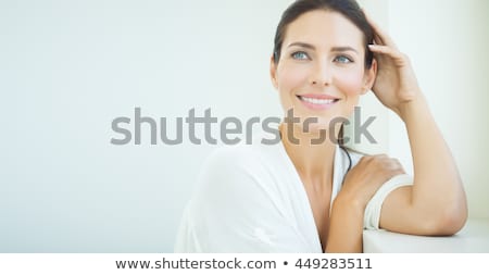 Stok fotoğraf: Portrait Of Beautiful Smiling Woman With Blue Eyes Beauty And F