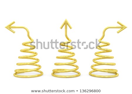 Stok fotoğraf: Golden Spirals With Different Direction Arrows On White