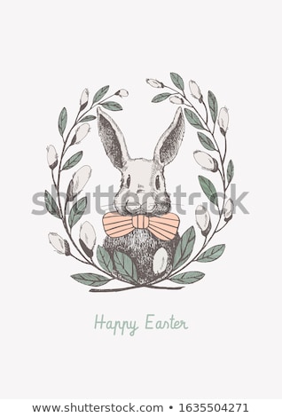 Stok fotoğraf: Easter Vintage Card Vector Illustration