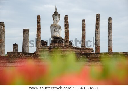 Сток-фото: Sukhothai Historical Park Statue Of Buddha At Wat Mahathat Temple Thailand