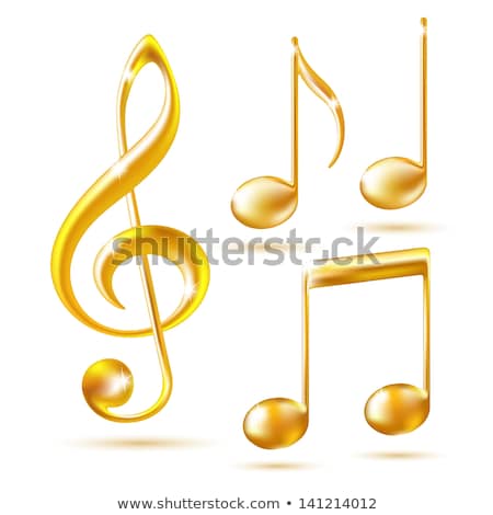 Stock fotó: Music Notes Yellow Vector Icon Design