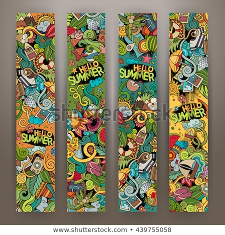 Colored Set Of Vertical Banners With Summer Doodles Stok fotoğraf © balabolka