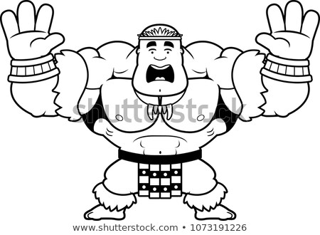 Foto stock: Cartoon Zulu Warrior Scared