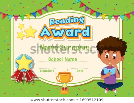 Stockfoto: Word Template For Reading With Happy Kids In Background
