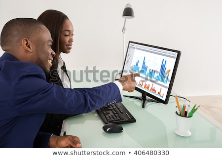 Stockfoto: Businesswoman Showing Their Successful Teamwork On Computer