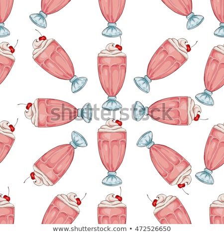 Сток-фото: Seamless Pattern Color Cherry Milkshake Scetch