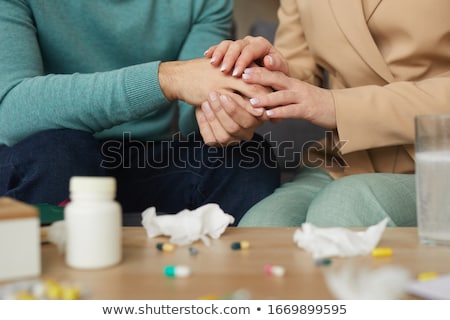 Stock fotó: Close Up Of Senior Couple Hands With Pills