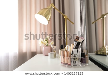Zdjęcia stock: Cosmetics Makeup Products On Dressing Vanity Table Lipstick F