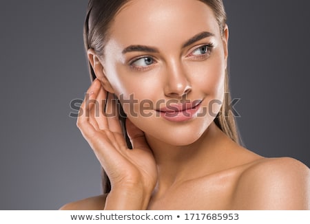 Сток-фото: Beautiful Girl With Clean Fresh Skin White Background