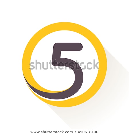 Stock fotó: 5 Number Vector Yellow Web Icon