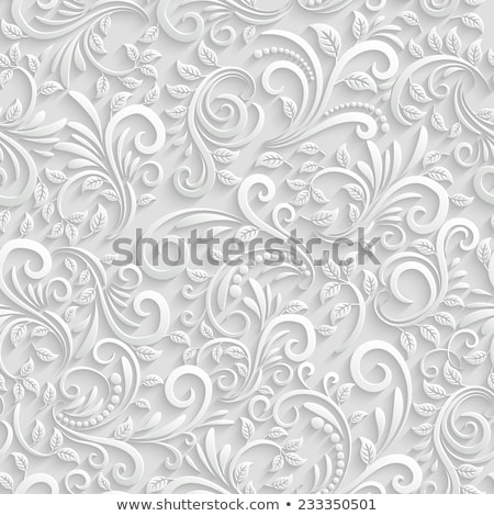 Foto stock: Seamless Pattern With White Leaves On Gray Background