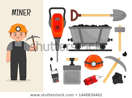 [[stock_photo]]: Miner Worker Mining Isolated Collier With Pickaxe Pitman Is At